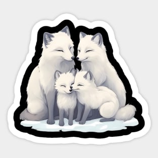 Fox Mum Dad & Cubs Sticker